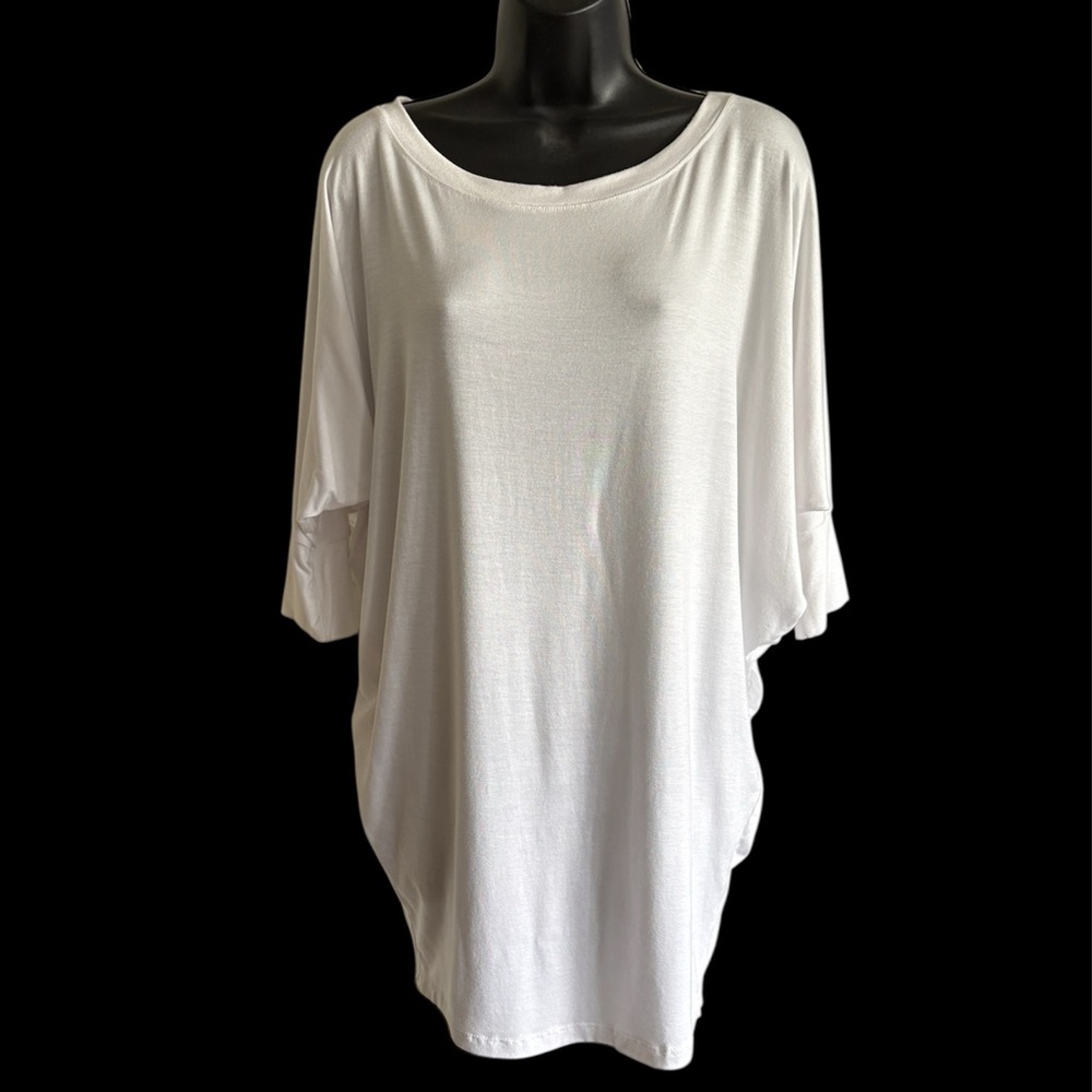 🕊️NATURAL LIFE Dolman 3/4 Sleeve Modal Top in White, Sz L - Picture 2 of 5